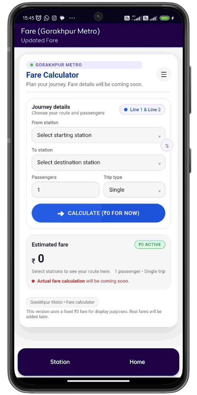 App Screenshot 3: Fare Calculator